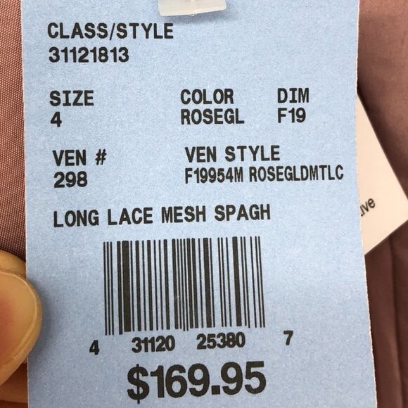 NWT David’s Bridal Rose  Gold Metallic Empire Mesh Maxi Bridesmaids Dress size 4 - Picture 12 of 16